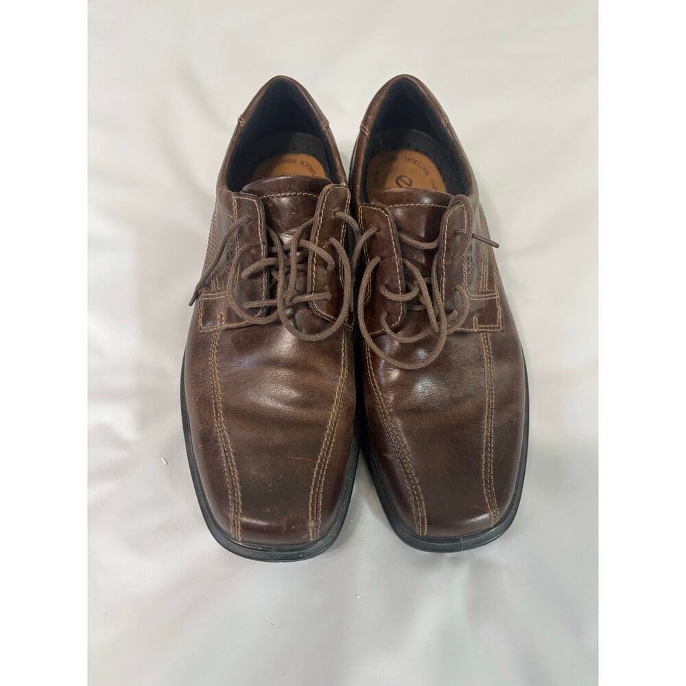Ecco Helsinki brown bicycle toe lace-up, leather casual oxford shoes, size 42